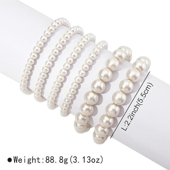 NEW! 6 PCS Stunning Pearl Bracelets for Women Boho Jewelry - Picture 5 of 5